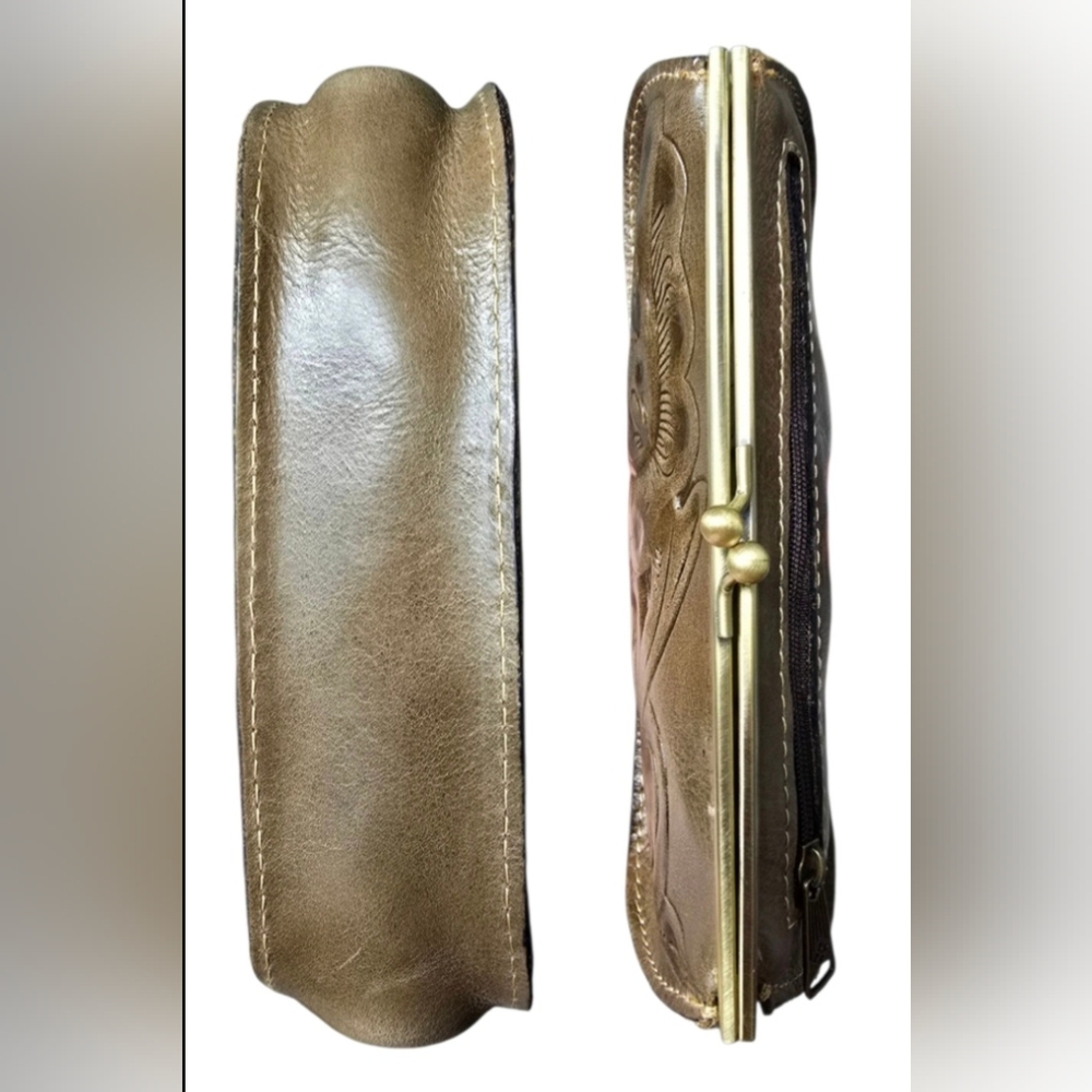 Patricia Nash Hand-Tooled Floral Leather Clutch - Olive Green - Picture 8 of 9